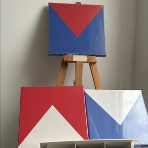IKEA Red, Blue, and White Geometric Wall Art Set